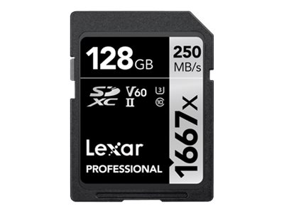 Lexar Pro 1667X SDXC UHS-II U3 (V60) R250/W120 128G - Hukommelseskort