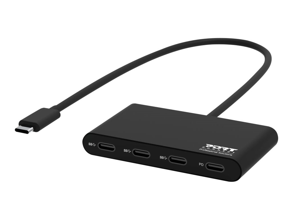 PORT Designs USB-C HUB 3 USB-C PORTS & 1 USB-C POWER DELIVERY USB hub - USB 3.1 - 4 ports - Sort