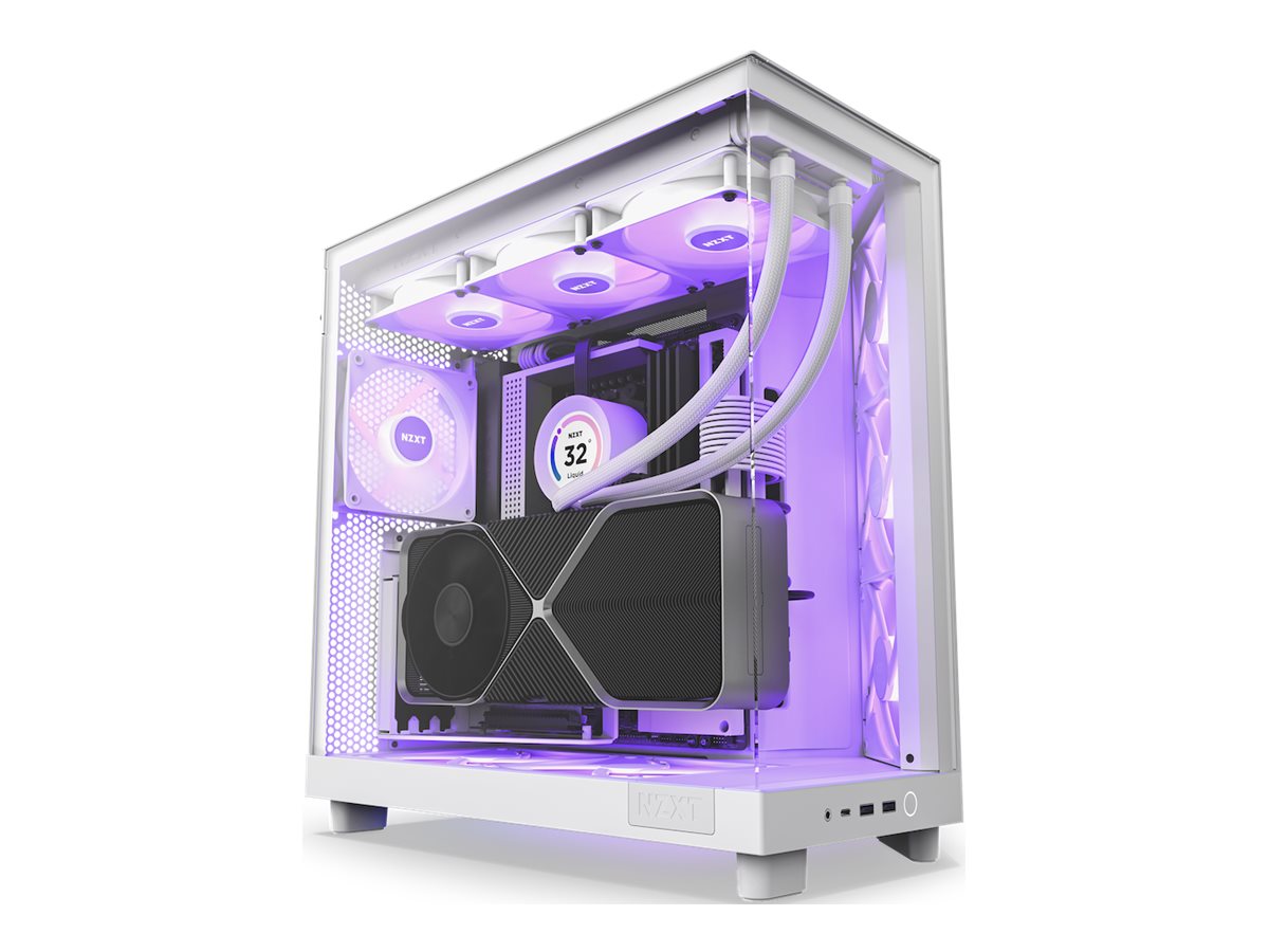 NZXT H6 Flow Compact Dual Chamber with RGB - Matte White - Kabinet - Miditower - Hvid
