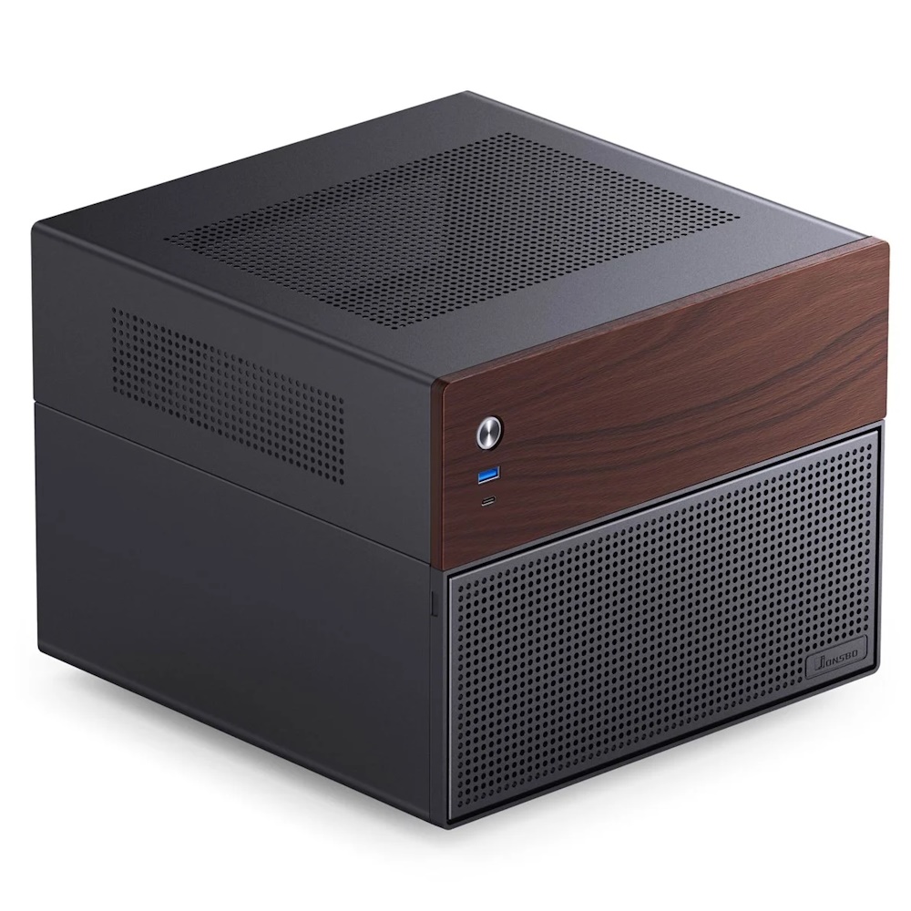 Jonsbo N4 Black, Micro Tower, PC, Sort, ITX, micro ATX, Stål, Træ, Spil
