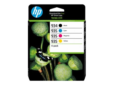 HP 935 4-Pack CMY(3)/934 Black Original Combo Sort, Cyan, Magenta, Gul 400 sider Blæk