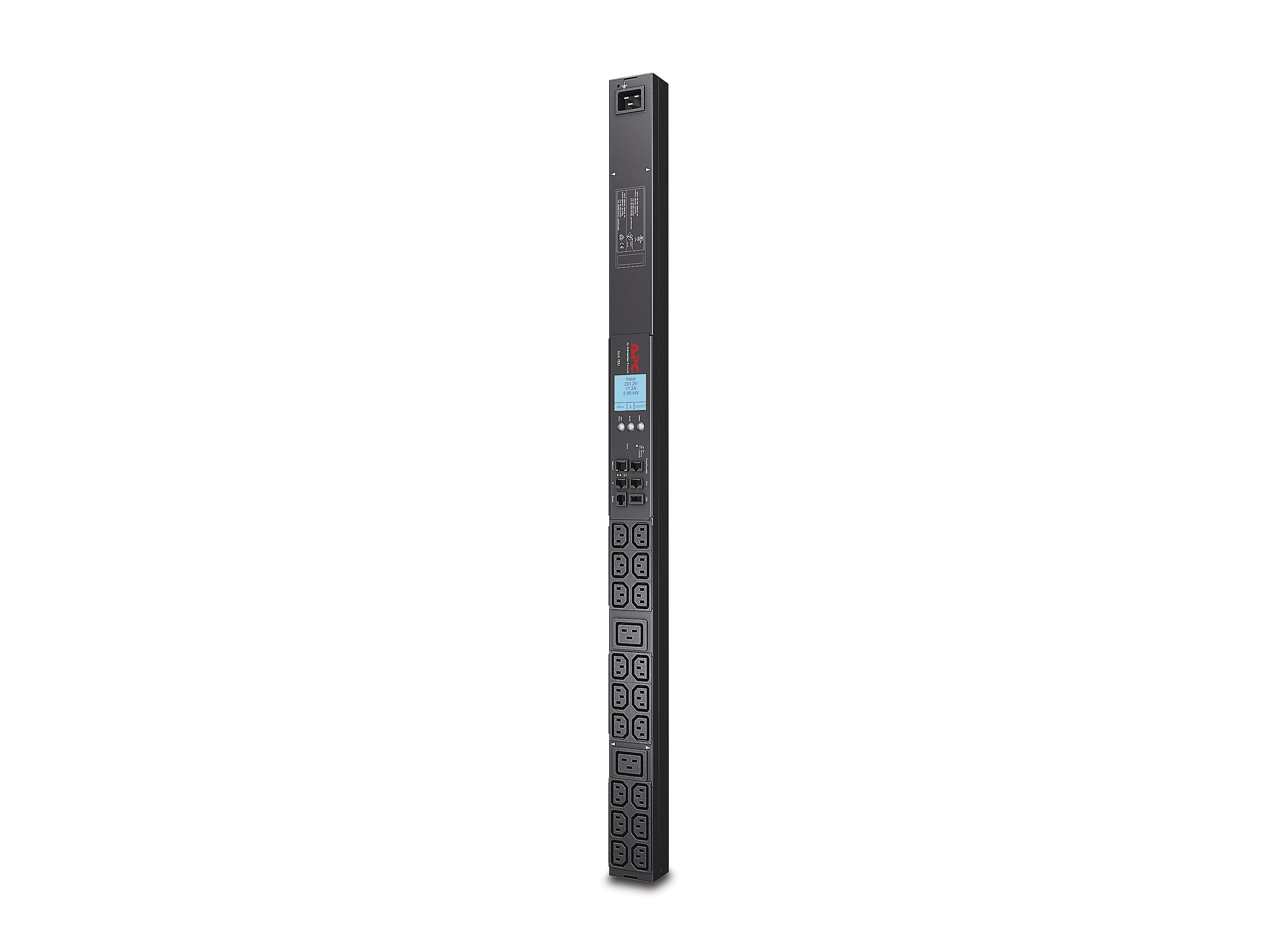 APC Metered Rack PDU - Strømfordelingsenhed (rackversion) - AC 200/208/230 V - RS-232 - input: IEC 60320 C20 - output-stikforbindelser: 20 (power IEC 60320 C13, IEC 60320 C19) - sort - for P/N: SMX1500RM2UCNC, SMX2KR2UX145, SMX3KR2UNCX145, SMX750C, SMX750CNC, SMX750CUS