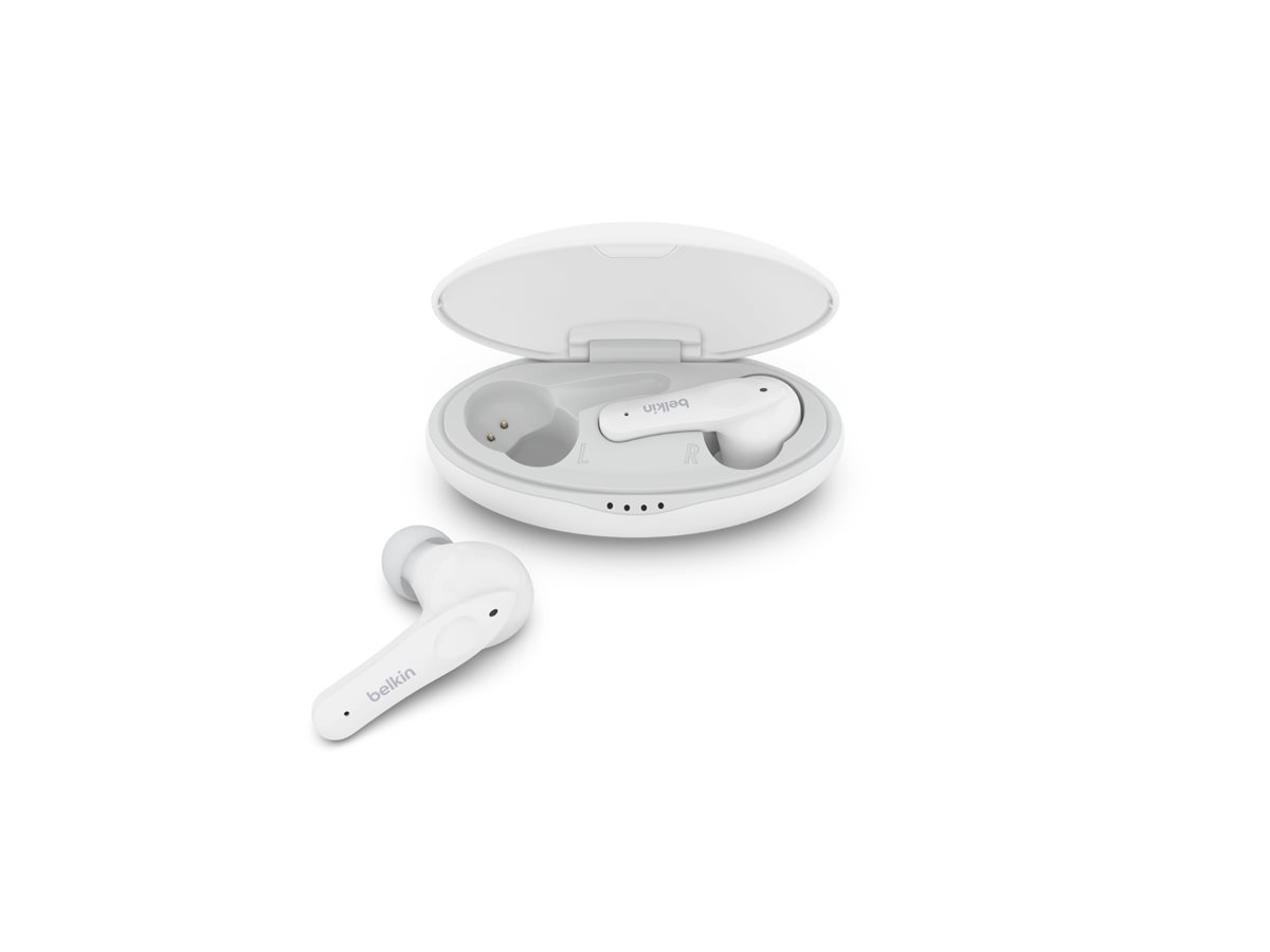 Belkin SoundForm Nano for Kids - Ægte trådløse øretelefoner med mik. - i øret - Bluetooth - hvid