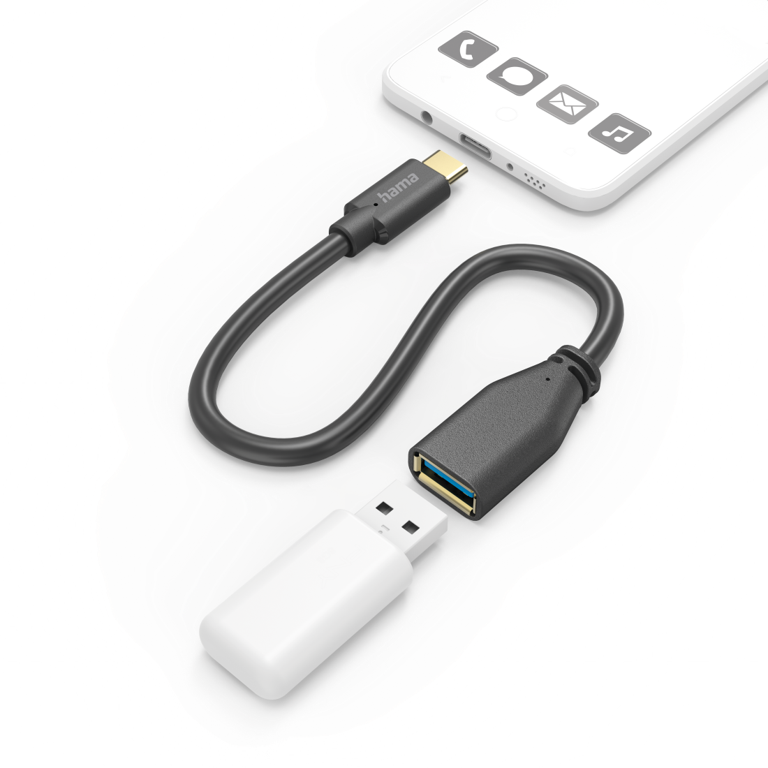 Hama Adapterkabel USB OTG USB-C til USB-A Sort