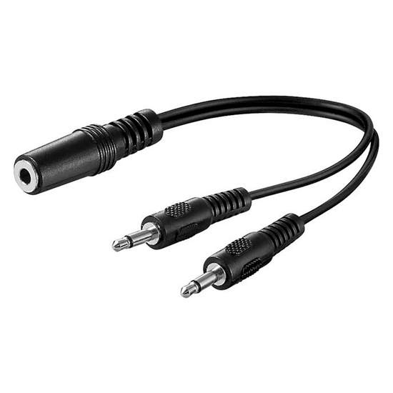Goobay Adapter för ljud Y-kabel 3,5 mm, 1x stereokontakt till 2x monokontakt Pawl 3,5 mm-uttag (3-pin, Stereo) > 2x spärr 3,5 mm plugg (2-polig, mono)