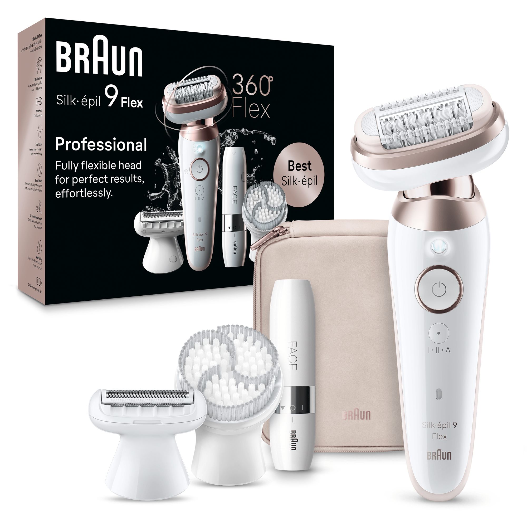 Braun Silk-épil 9 Flex 9-360 3D 40 pincetter Rose, Hvid billede