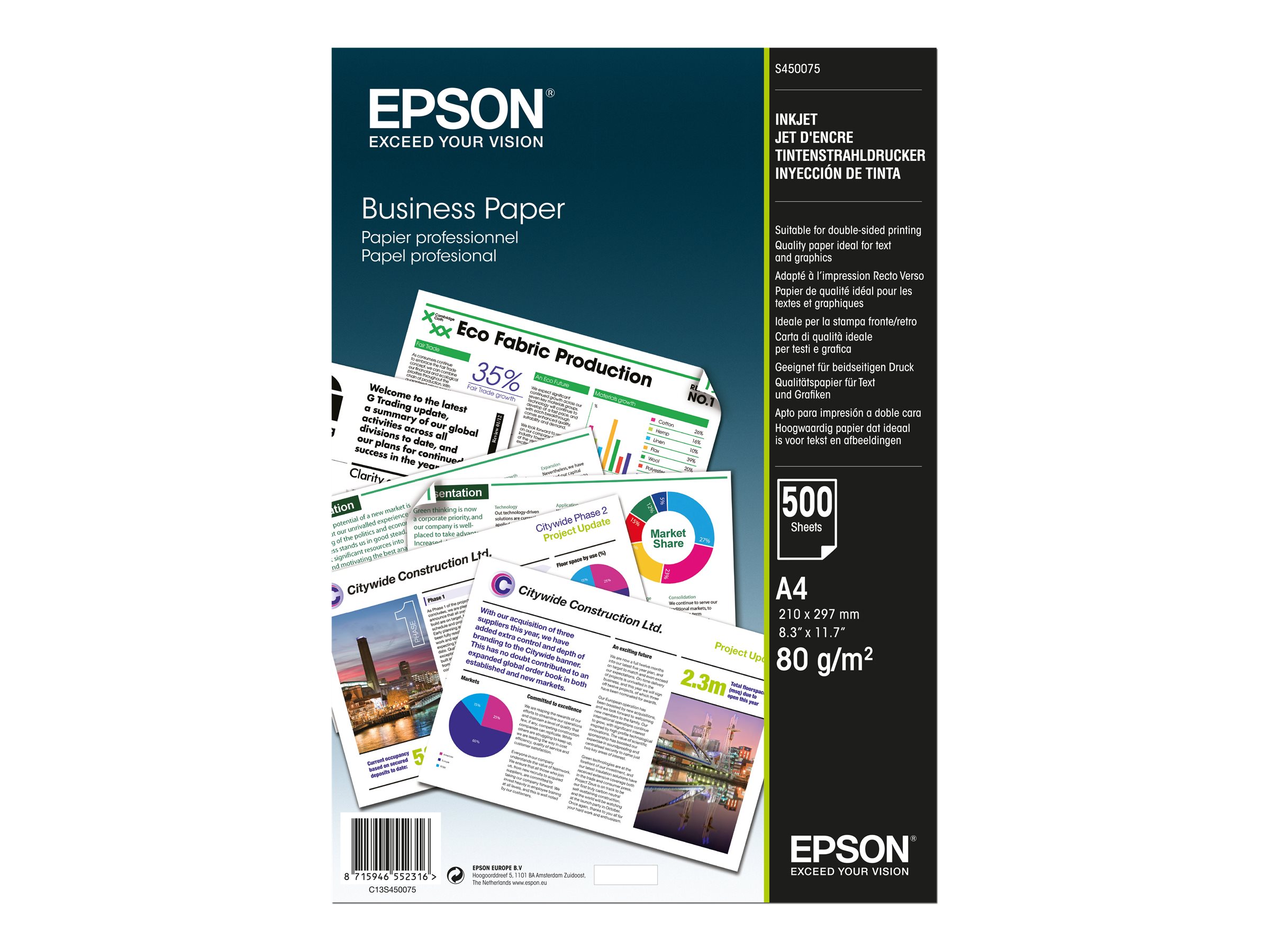 Epson Business Paper Almindeligt papir A4 (210 x 297 mm) 500ark C13S450075