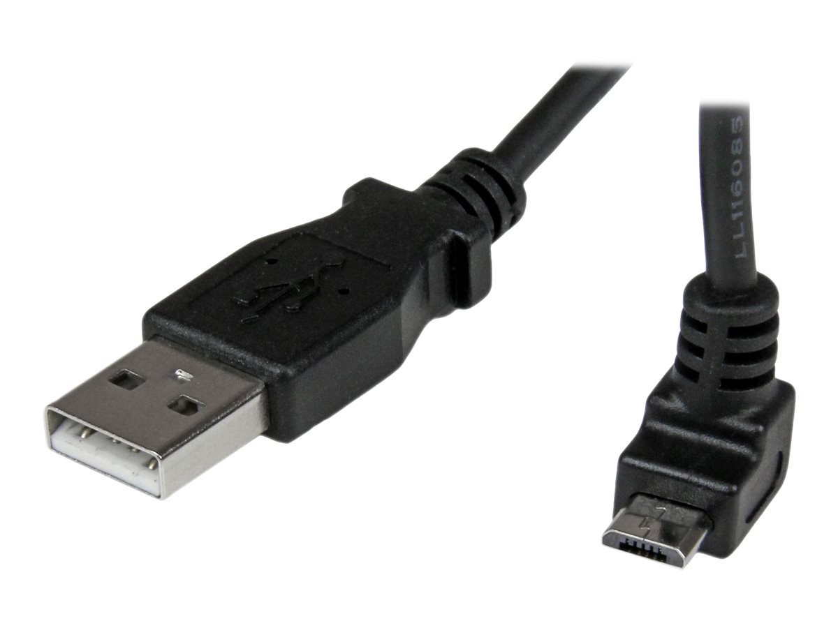 StarTech.com 1m Micro USB Cable Cord - A to Up Angle Micro B - Up Angled Micro USB Cable - 1x USB A (M), 1x USB Micro B (M) - Black (USBAUB1MU)