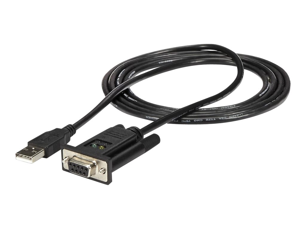 Startech USB to Serial RS232 Adapter - DB9 Serial DCE Adapter Cable with FTDI - Null Modem - USB 1.1 / 2.0 - Bus-Powered (ICUSB232FTN) - Seriel adapter - USB 2.0 - RS-232 - sort