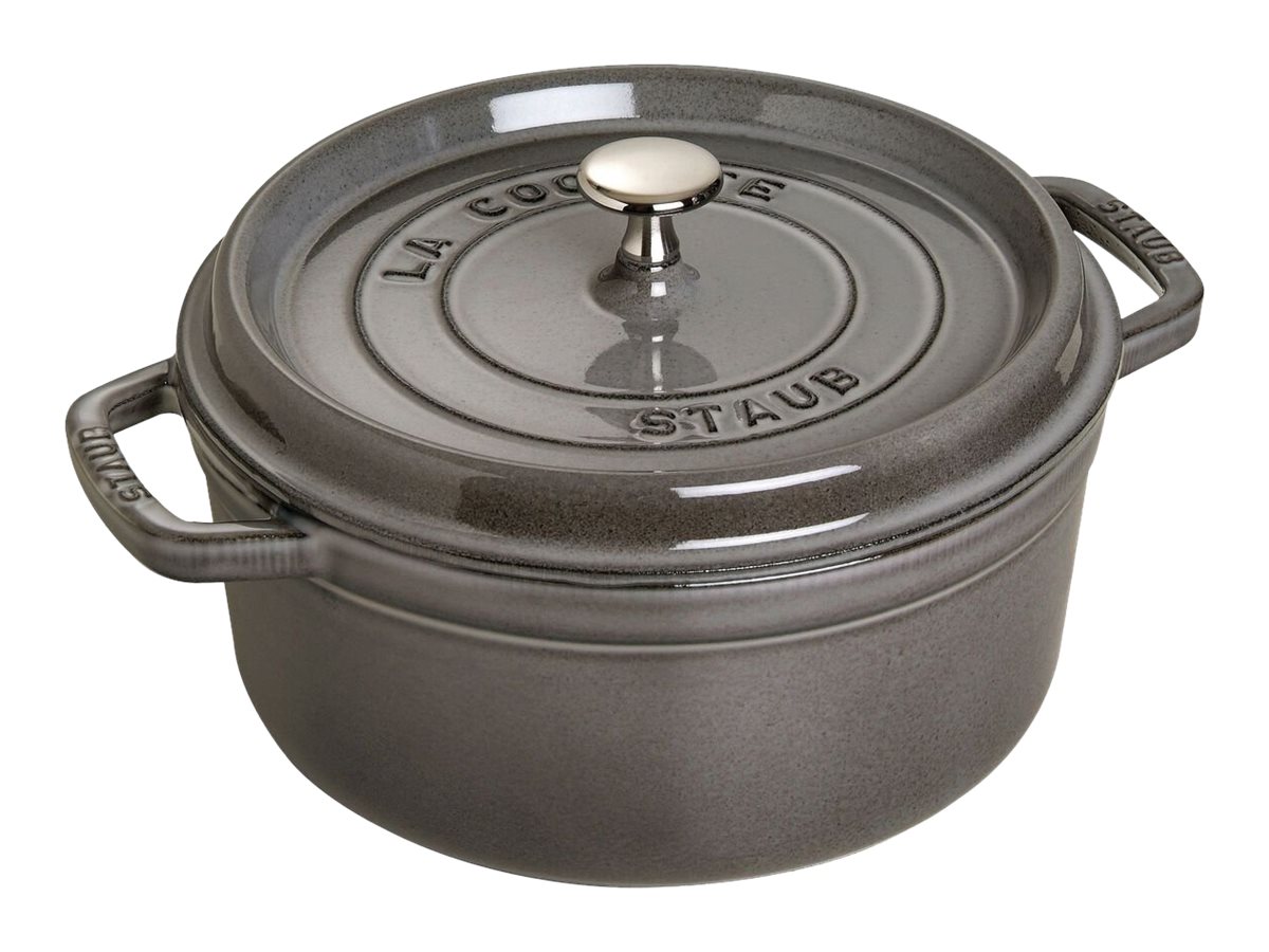 Staub Cocotte, Gryde bradepande, Rund, Støbejern, Keramisk, Gas, Halogen, Induktion, Grå, -20 - 260 °C