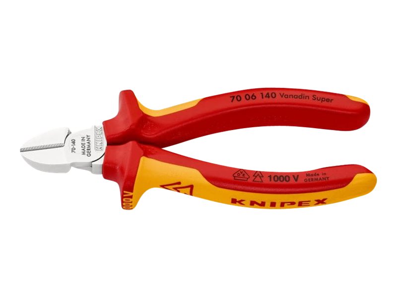 KNIPEX Skævbider forkromet isoleret med flerkomponent-håndtag, VDE-godkendt 140 mm