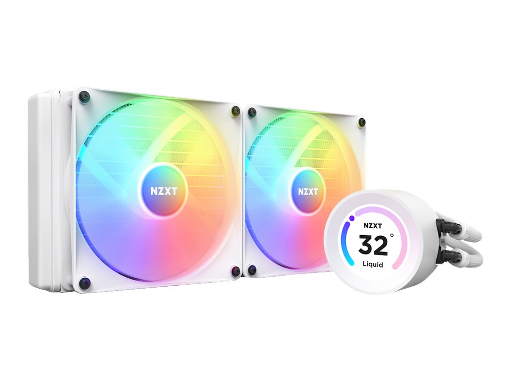 NZXT Kraken Elite 280 RGB - Processors flydende kølesystem - med LCD-display - (for: LGA115x Socket, LGA1200, LGA1700, AM4, AM5) - kobber - 140 mm - hvidmatteret
