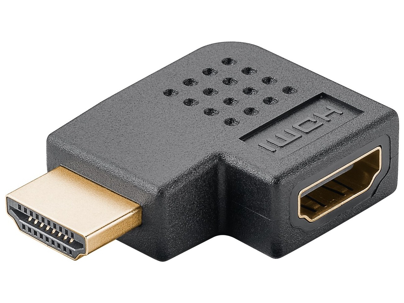 Goobay HDMI™ vinkeladapter 90°, guldpläterad, 8K @ 60 Hz HDMI™-uttag (typ A) > HDMI™ kontakt (typ A) 90 °