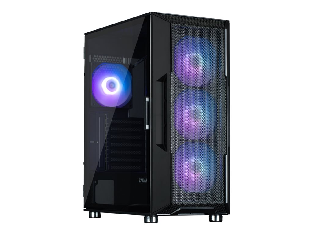 Zalman i3 NEO ARGB - Mid tower - ATX - sidepanel med vindue (hærdet glas) - ingen strømforsyning - sort - USB/Lyd