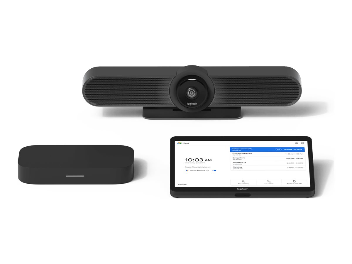 Logitech Room Solutions for Google Meet Small - Videokonferencepakke (Logitech MeetUp, Logitech Tap med Cat5e Kit, Google Meet Compute) - Google Meet Certified - power adapter included
