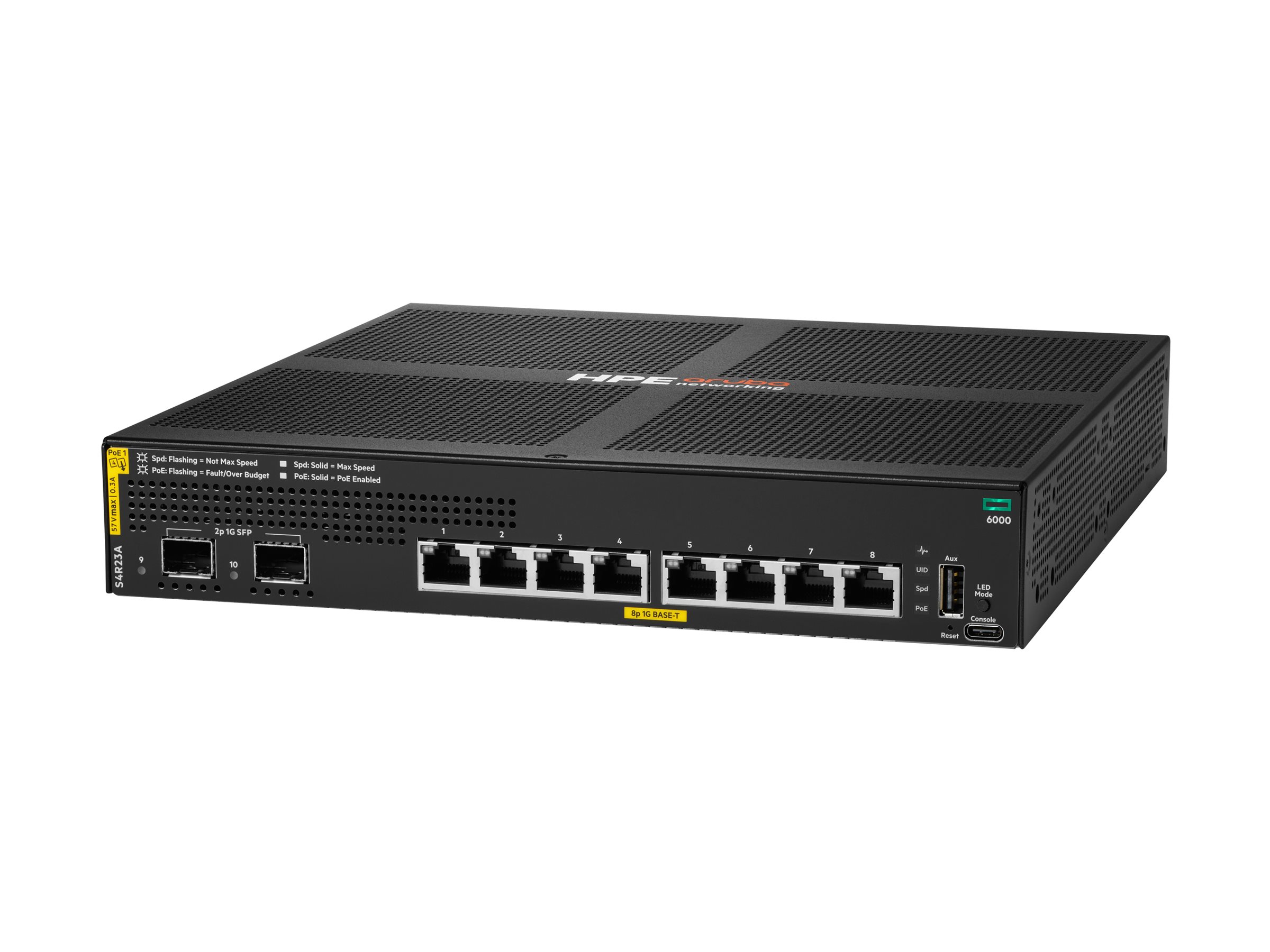 HPE Aruba Networking CX 6000 8p 10M/100M/1G Class4 PoE 2p SFP 1G 67W Switch Switch 8-porte Gigabit Ethernet PoE+ billede