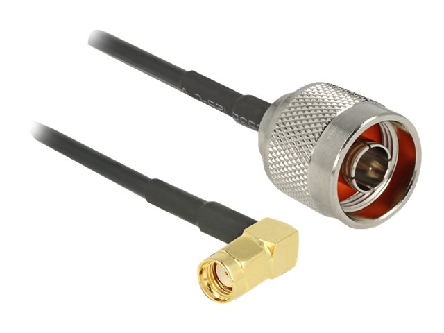 Delock - Antennekabel - N-stikforbindelse stik lige til RP-SMA stik vinklet - 30 cm - koaksial - sort