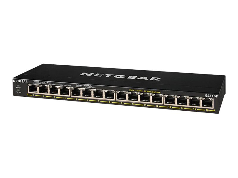 Netgear GS316P-100EUS Unmanaged 16-Port PoE Gigabit Ethernet Switch
