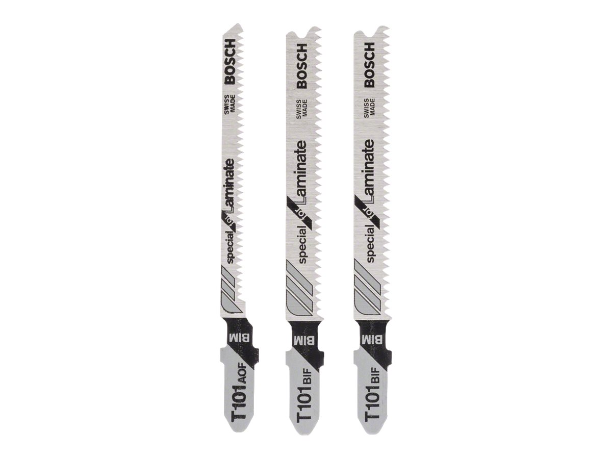 Bosch special for Laminate - Stiksavsklingesæt - for hardwood, parket, polyvinylklorid (PVC), vinyl, slibende træforarbejdningsmaterialer, solidt laminat - 3 stykker - T-skaft - længde: 82 mm