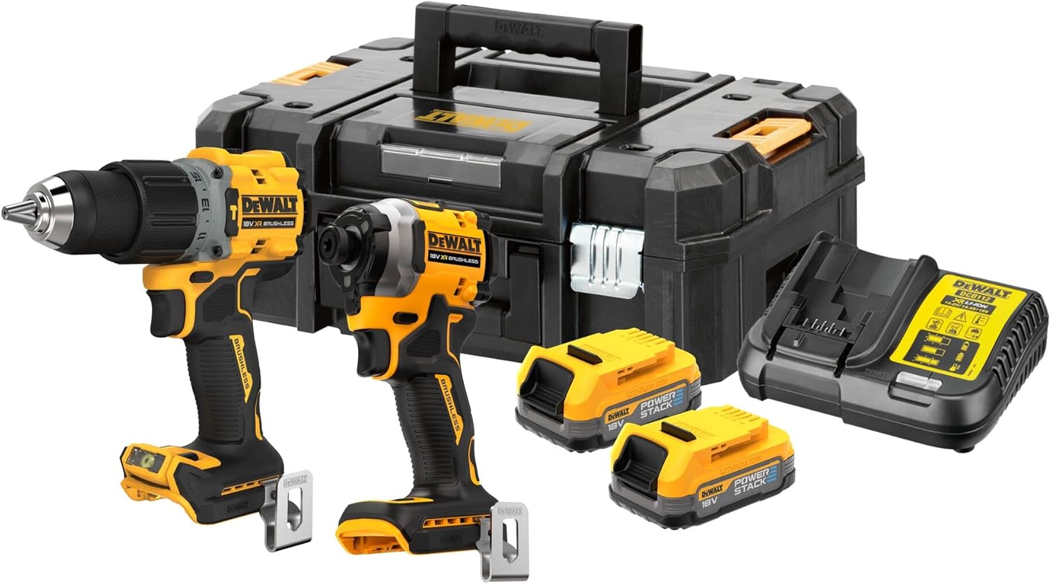 Dewalt 18V XR Kombisæt med slagskruetrækker, slagboremaskine, 2 POWERSTACK batterier - DCK2050E2T-QW