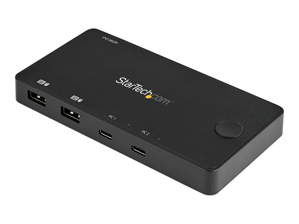 Startech 2 Port USB C KVM Switch, 4K 60Hz HDMI, Compact Dual Port UHD USB Type C Desktop Mini KVM Switch with USB C Cables, Bus Powered, MacBook iPad Pro ThinkPad IdeaPad EliteBook - 4K HDMI KVM Switch - KVM / audio-switch - 2 x KVM / audio - desktop