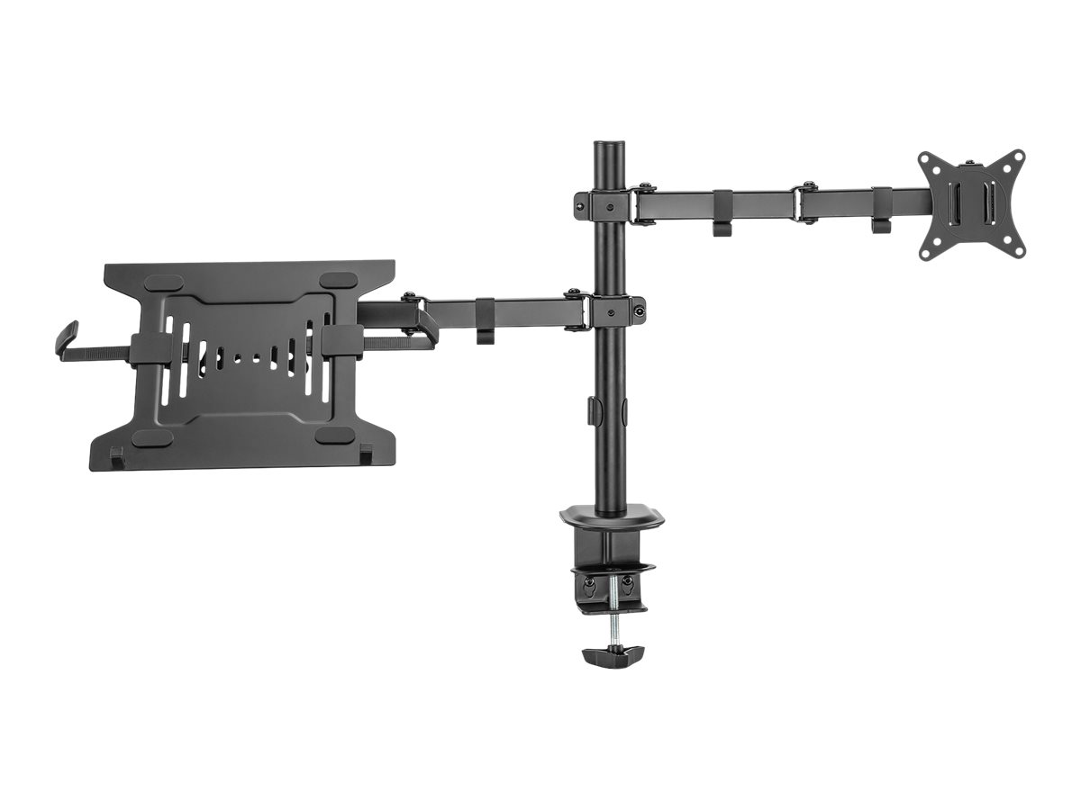 DIGITUS - Monteringssæt (klemme, notesbog-bakke, monitorarm, hurtigudløser VESA-plade) - for monitor / notebook - universal - plastik, stål - mat sort - skærmstørrelse: up to 32 (monitor) / up to 15.6 (notebook) - C-klemme