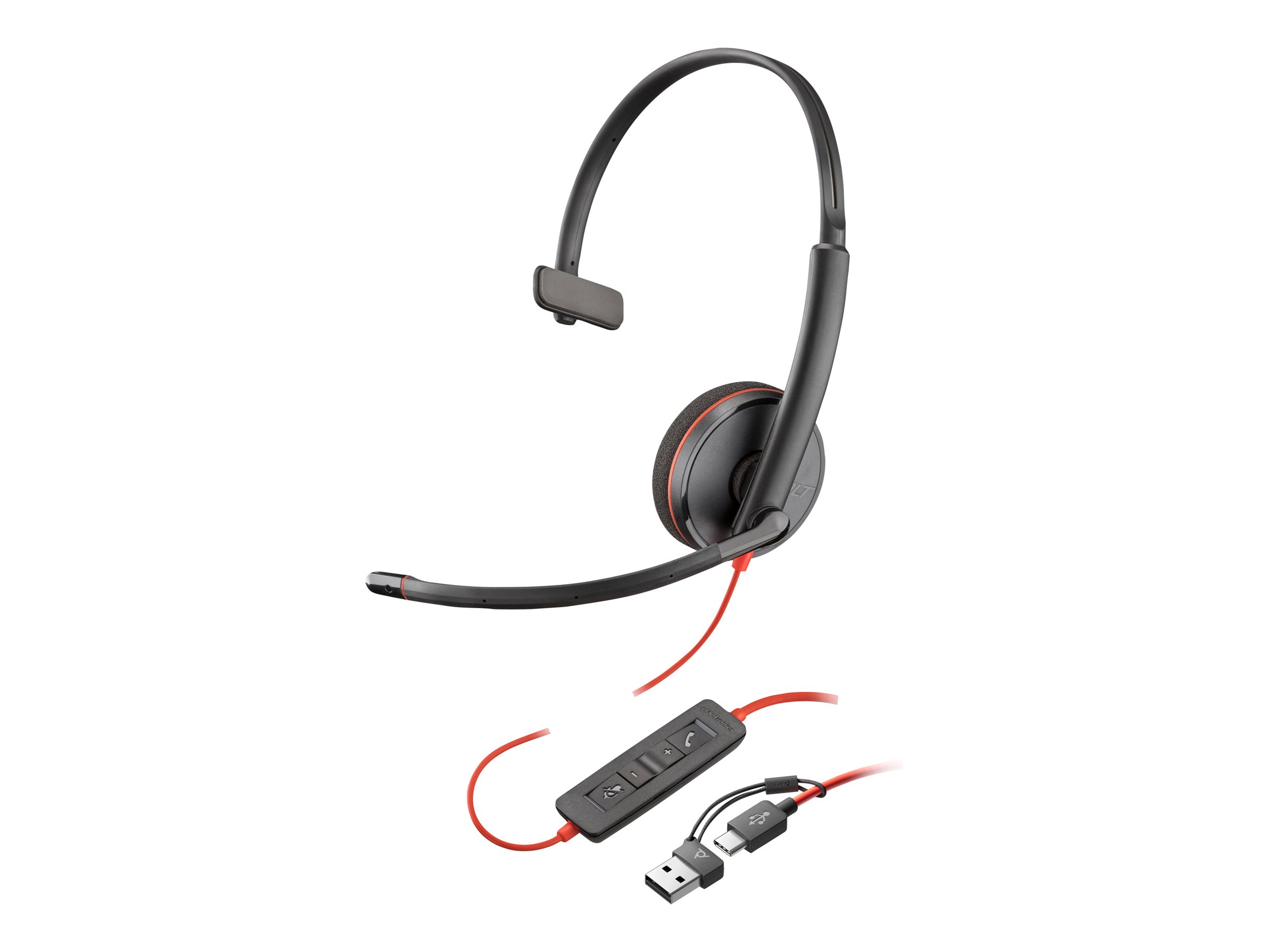 Headset med mikrofon Poly (sort) 8X214A6 - monauralt USB