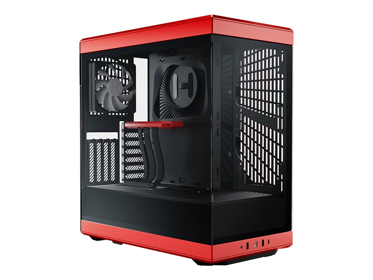 HYTE Y40 Red Miditower - Panoramic Glass Veil, included PCIe 4.0 riser cable, 2 included fans Kabinet - GEEKD.dk