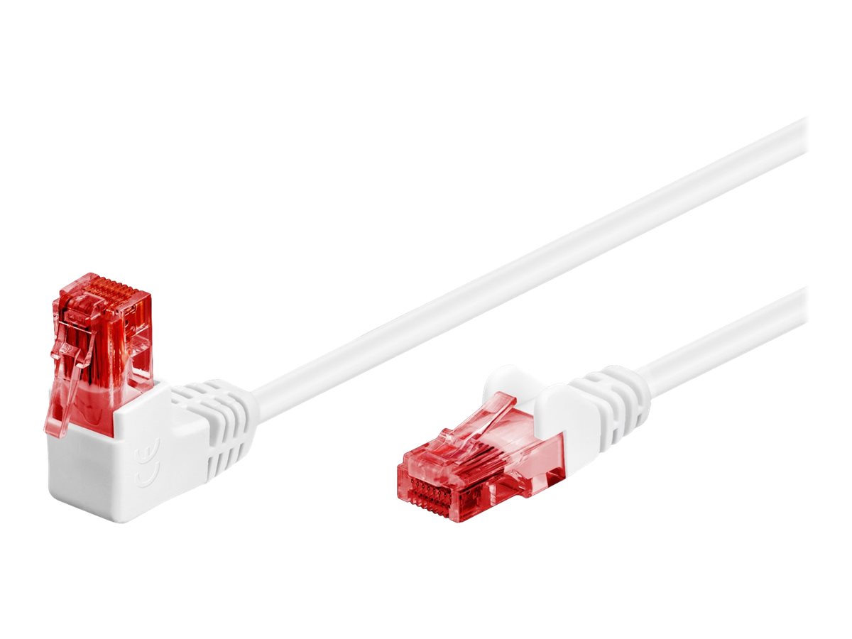 Goobay Netværkskabel CAT 6 vinklet 1x 90°, U/UTP, hvid kobberbeklædt aluminiumleder (CCA), snaplås på toppen, 1 m