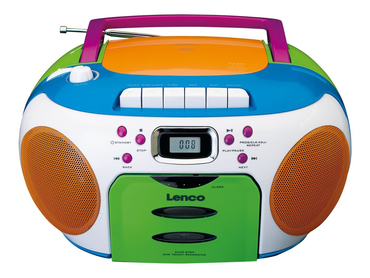 Lenco SCD-971 - Portable FM radio CD/Cassette player - Multi colour - FM - Stereo