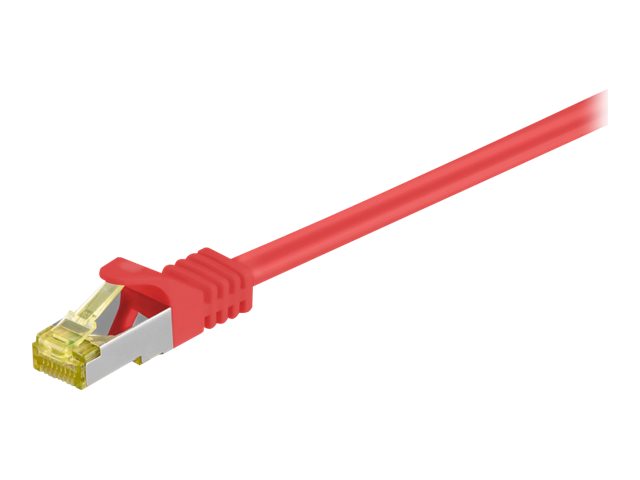 Goobay RJ45 netværkskabel S/FTP (PiMF), 500 MHz, med CAT 7 råkabel, rød, 2 m LSZH halogenfri kabelkappe, kobber, RJ45-hanstik (CAT 6A)