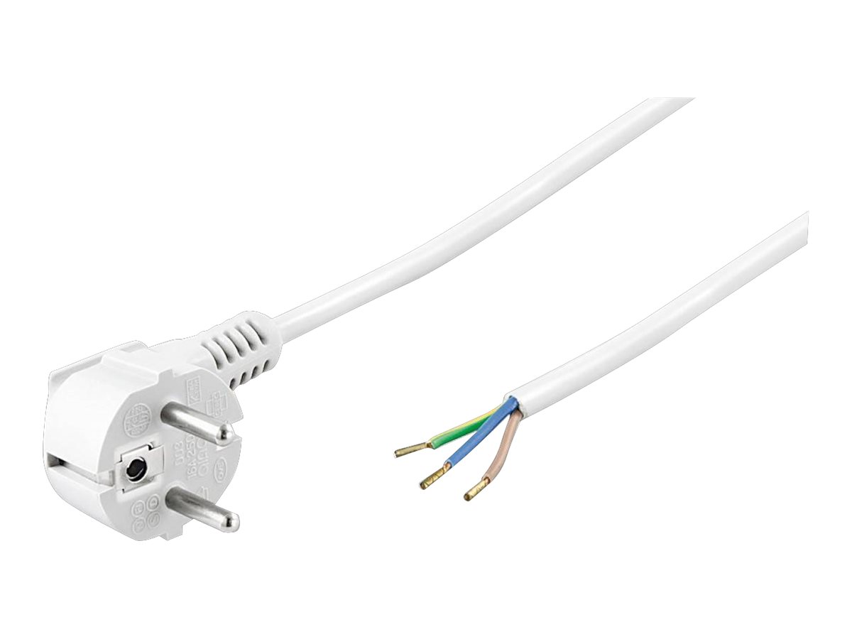 goobay Strøm CEE 7/7 Stik Uisoleret ledning Hvid 3m Strømkabel