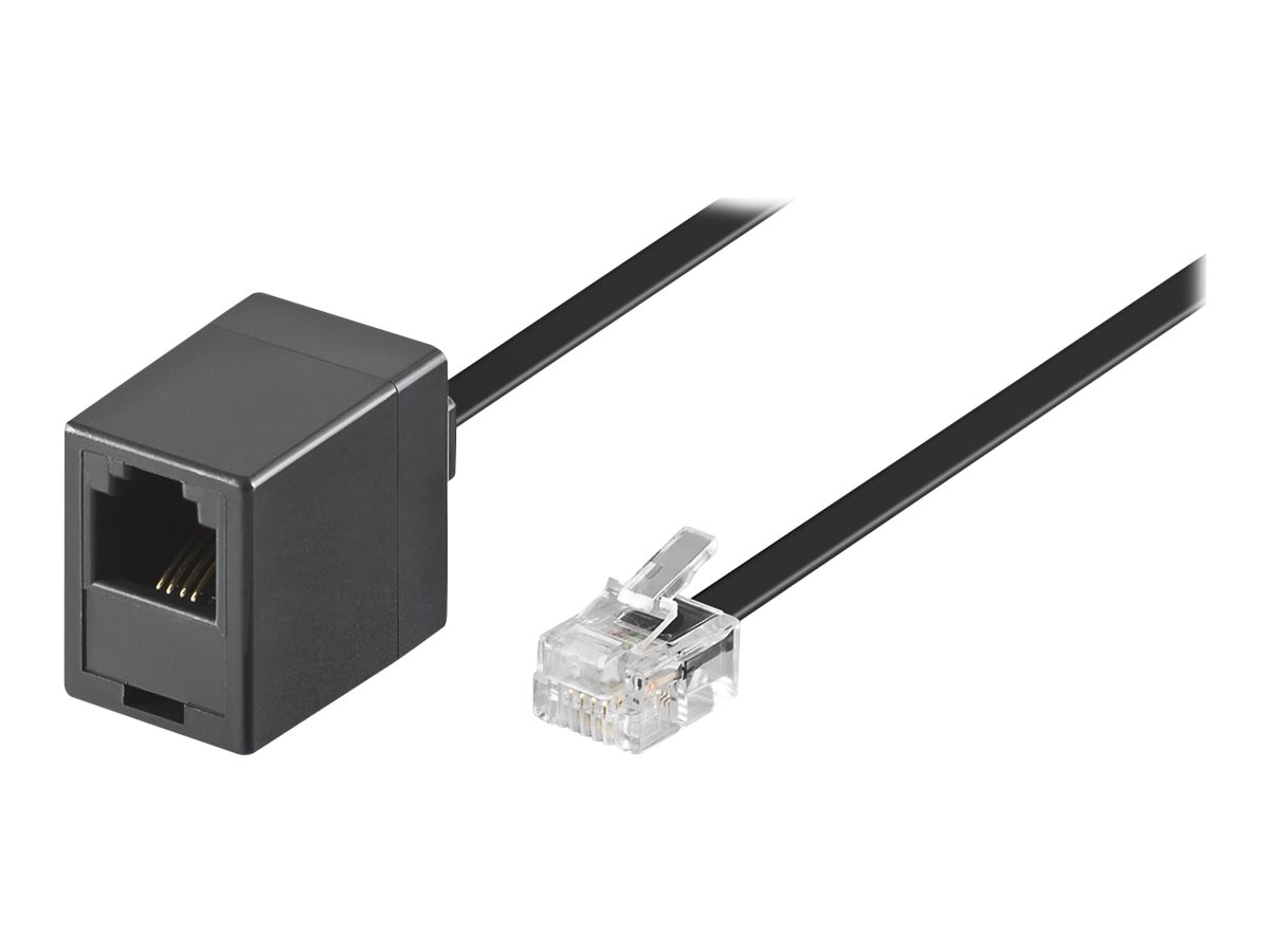 Telefon forlængerledning - RJ11(6P4C) han/hun, Sort (6m)