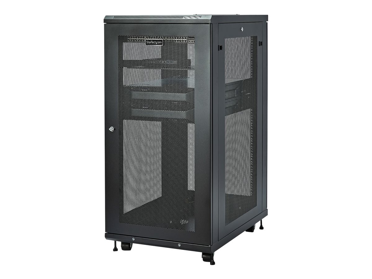 StarTech.com 24U Server Rack Cabinet, 4-Post Adjustable Depth (2" to 30") Network Equipment Rack Enclosure w/Casters/Cable Management/Shelf/Locking