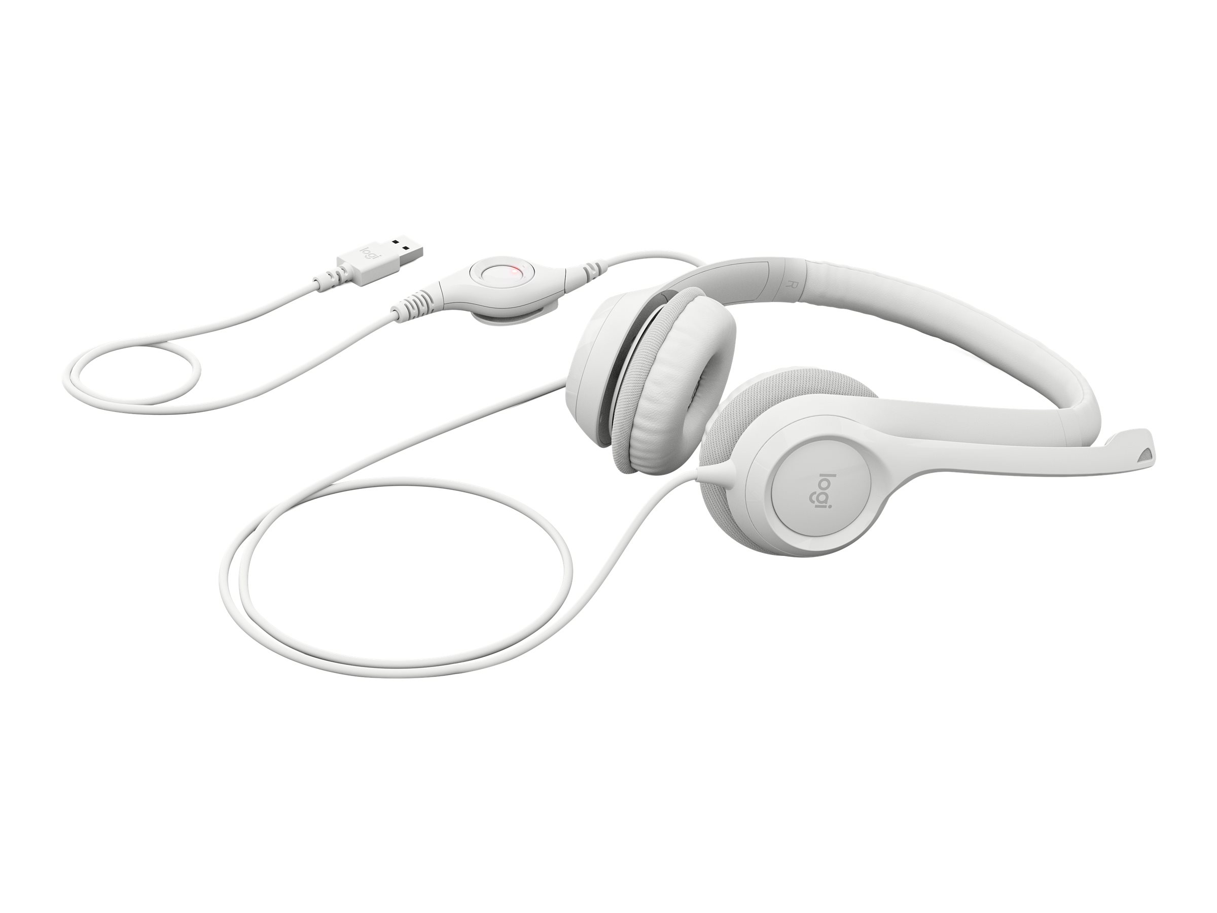 Logitech H390 Wired Headset til PC/Laptop, stereohovedtelefoner med støjreducerende mikrofon, USB-A WHITE