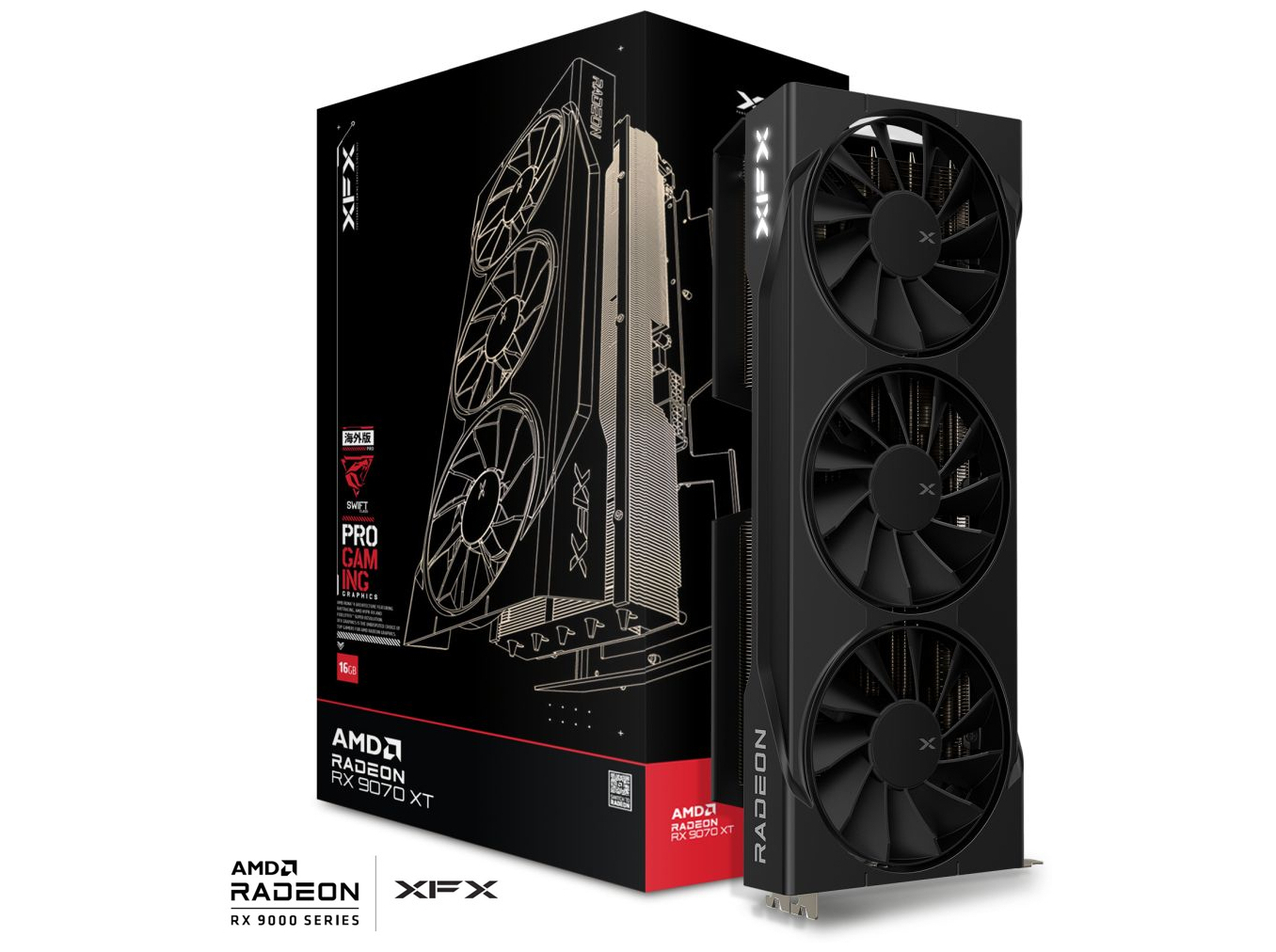 XFX Swift Radeon RX 9070 XT Triple Fan Gaming Edition 16GB Sort