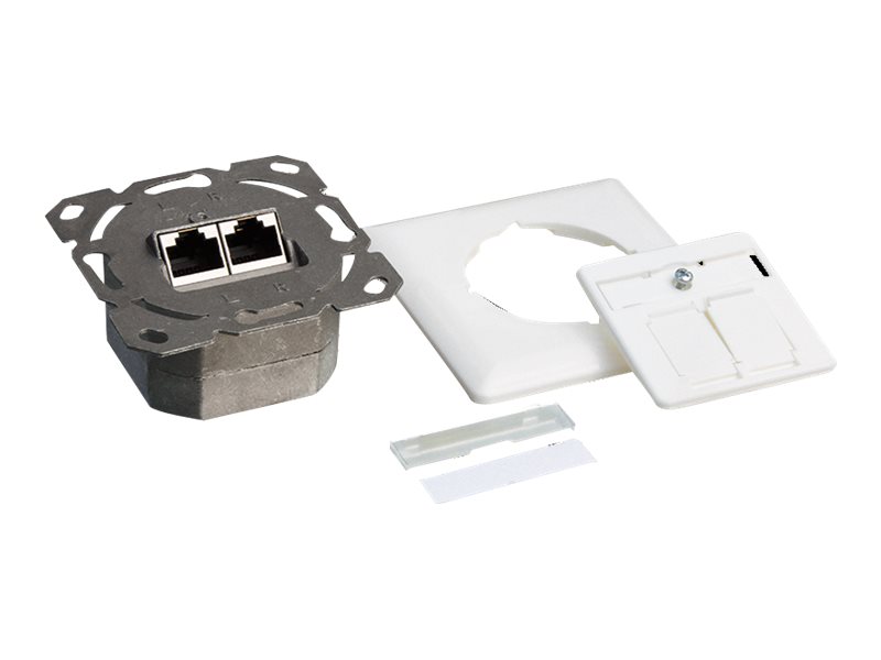 LogiLink Cat.6A wall outlet 2 x RJ45 shielded signal white