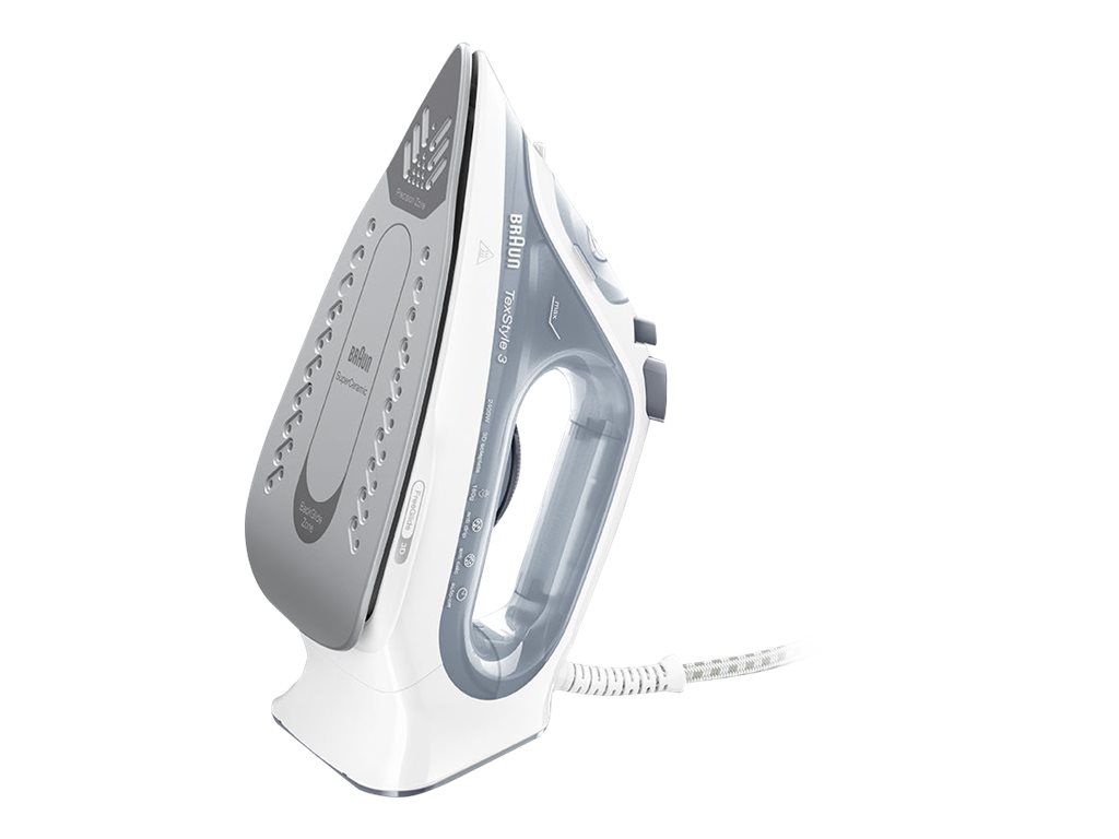 Braun TexStyle 3 SI 3054 GY - Dampstrygejern med automatisk afbrydelse - såleplade: FreeGlide 3D SuperCeramic - 2400 W - grå