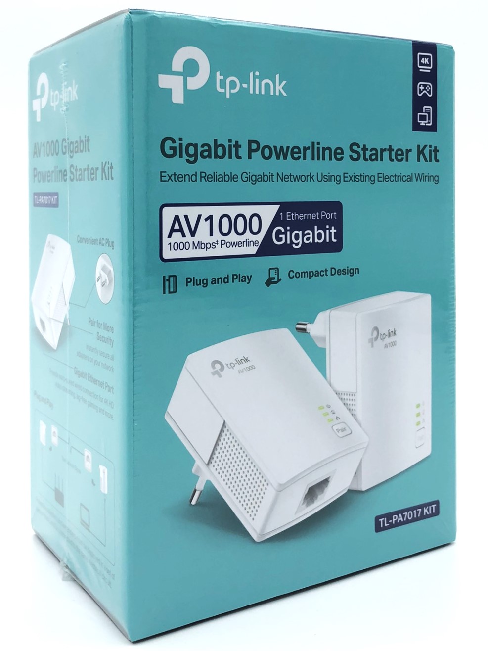 TP-LINK TL-PA7017 KIT - Powerline-adaptersæt - HomePlug AV (HPAV) - kan sluttes til vægstik (pakke med 2)