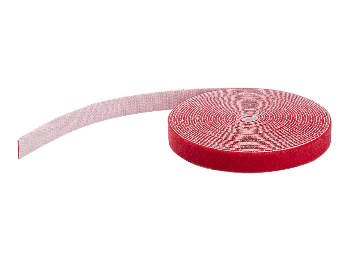 StarTech.com 25ft Hook and Loop Roll, Cut-to-Size Reusable Cable Ties, Bulk Industrial Wire Fastener Tape / Adjustable Fabric Wraps Red / Resuable
