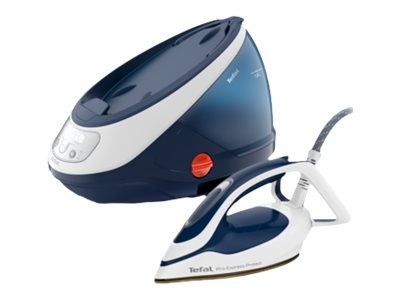 Tefal Pro Express Protect GV9221 - Dampstrygejern med automatisk afbrydelse - såleplade: Durilium AirGlide Autoclean - 2600 W - hvid/blå