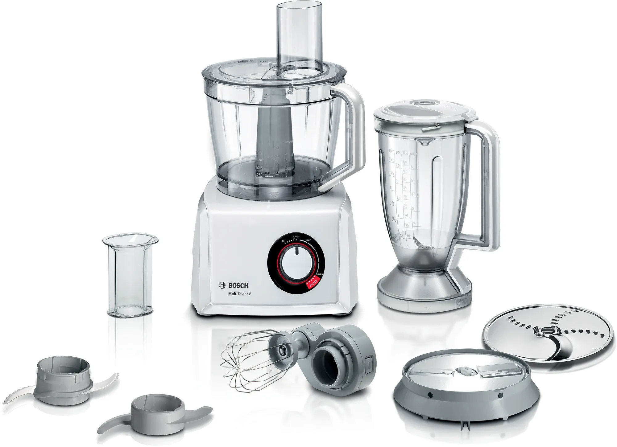 Bosch MultiTalent 8 MC812W501 foodprocessor - 1.000 W, 3,9 l, hvid, indbygget vægt