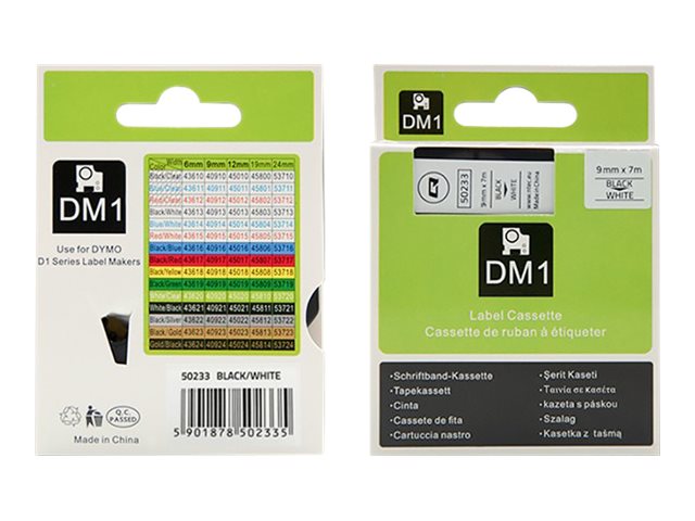 Qoltec Qoltec Tape for DYMO D1 40913 | 9mm x 7m | White/Black overprint
