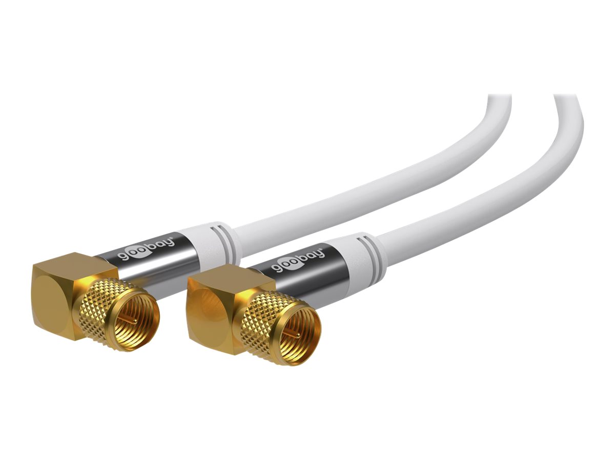 Goobay SAT-antennekabel (135 dB), 4x afskærmet guldbelagt, F-stik 90° > F-stik 90°, 2 m