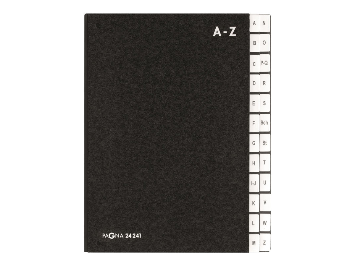 Pagna - Klassificeringsmappe - 24 rum - 24 dele - præ-trykt: A-Z - med faneblade - sort