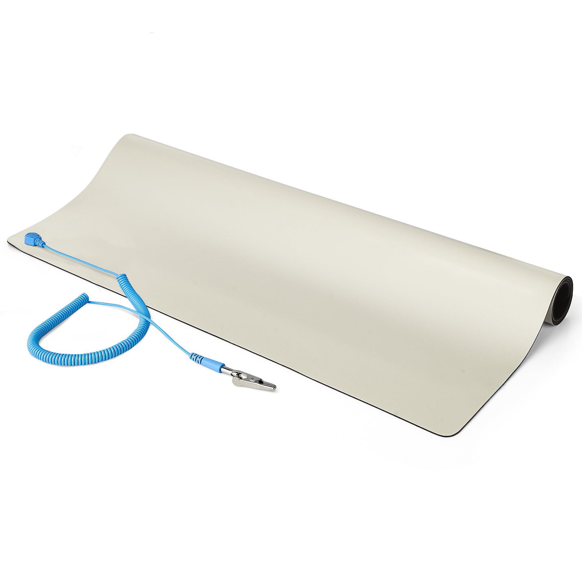 Startech 23x47in Anti Static Mat, ESD Mat for Electronics Repair, Anti Static Desk Mat w/Detachable Grounding Wire, ANSI/ESD S 4.1 Compliant, Flexible Thermoplastic Work Mat/Pad - Suitable for Tables (LG-ANTI-STATIC-MAT) - Antistatisk underlag - aftagelig jordningsledning - beige