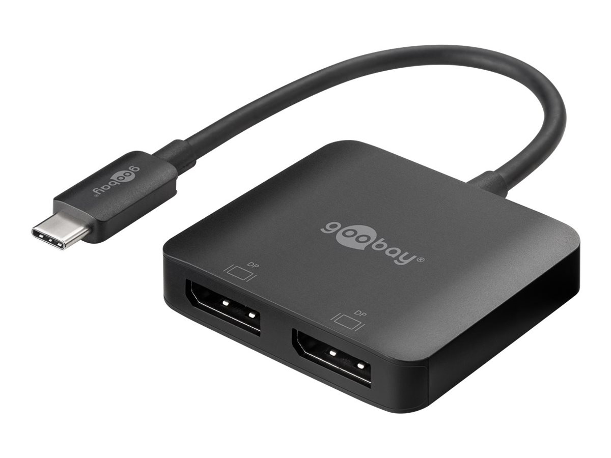 Goobay USB-C™-adapter till 2x DisplayPort™ utökar en USB-C™-port med två DisplayPort™-portar