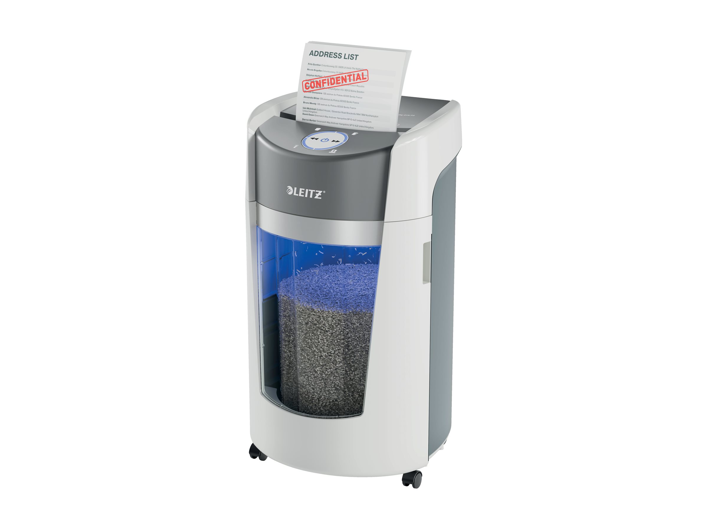 Makulator LEITZ IQ OptiMax Office 35 l, P-5, krydsmakulerer 2 × 15 mm