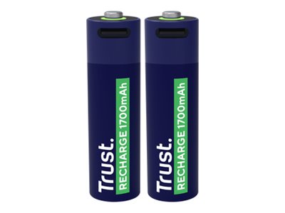 Genopladelige AA batterier – Trust, 1700 mAh, 2 stk.