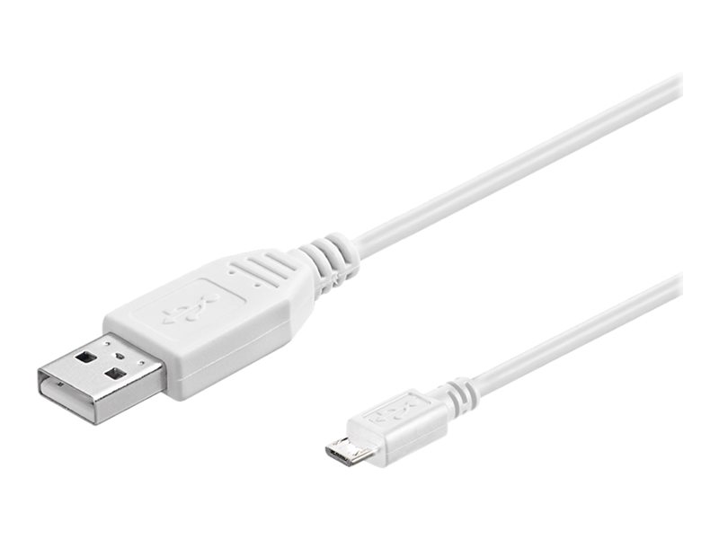 USB 2.0 kabel - A han til Micro B han, Hvid (5m)